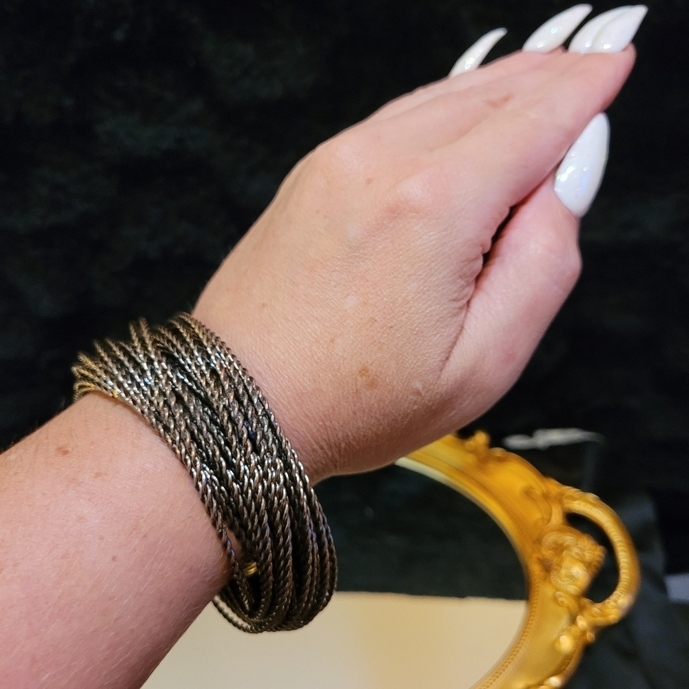 VINTAGE GUNMETAL MULTI-BANGLE TWISTED BRACELET - Picture 15 of 16